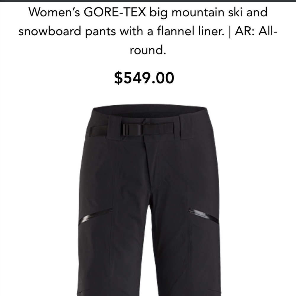 NWT Arc’teryx Sentinel AR ski/boarding pant large.